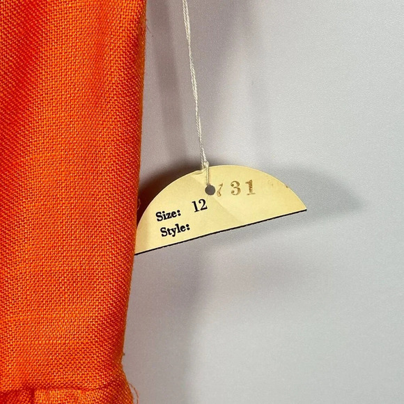 Vintage Deadstock Orange A line Collared Dress 12 - Picture 3 of 6